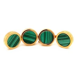 Natural Malachite Disk Round Shaped Sterling Silver Gold Plated Cufflinks 15 Natural Malachite Disk Round Shaped Sterling Silver Gold Plated Cufflinks -Mode Bijouterie Magasin gm malachite round xx1 master