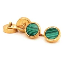 Natural Malachite Disk Round Shaped Sterling Silver Gold Plated Cufflinks 16 Natural Malachite Disk Round Shaped Sterling Silver Gold Plated Cufflinks -Mode Bijouterie Magasin gm malachite round xx4 master