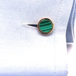 Natural Malachite Disk Round Shaped Sterling Silver Gold Plated Cufflinks 18 Natural Malachite Disk Round Shaped Sterling Silver Gold Plated Cufflinks -Mode Bijouterie Magasin gm malachite round xx5 master
