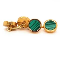 Natural Malachite Disk Round Shaped Sterling Silver Gold Plated Cufflinks 17 Natural Malachite Disk Round Shaped Sterling Silver Gold Plated Cufflinks -Mode Bijouterie Magasin gm malachite round xx6 master