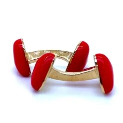 Berca Red Heart Shaped Hand Enamelled Sterling Silver Gold Plated Cufflinks -Mode Bijouterie Magasin gm red heart xx5 master