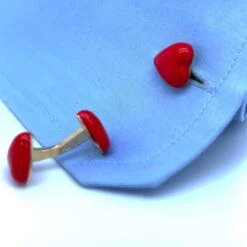 Berca Red Heart Shaped Hand Enamelled Sterling Silver Gold Plated Cufflinks -Mode Bijouterie Magasin gm red heart xx9 master