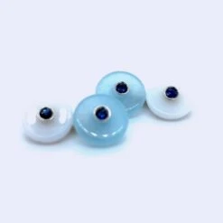 Berca Sapphire In An Aquamarine Chalcedony Disk Setting White Gold Cufflinks -Mode Bijouterie Magasin gms10AC zaffiro xx2 master