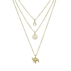 Faye Kim 18 Karat Gold And Diamond French Bulldog Charm Necklace -Mode Bijouterie Magasin horshoepeacefrenchie master
