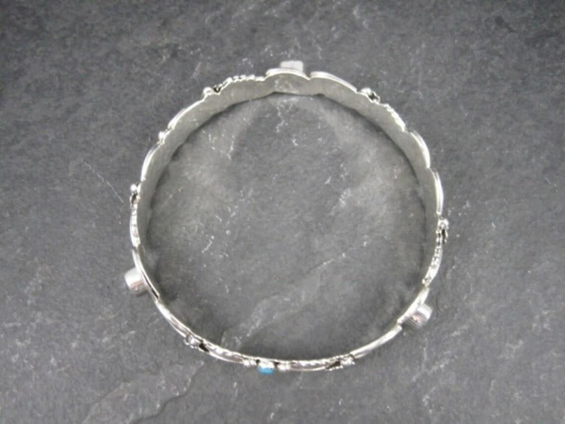 Southwestern Sterling Topaz Turquoise Bangle Bracelet 8 Southwestern Sterling Topaz Turquoise Bangle Bracelet – Image 6