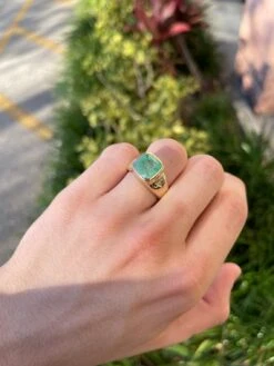 Unknown 4.04tcw 14K Men's Colombian Emerald-Cushion Cut & Diamond Accent Ring -Mode Bijouterie Magasin il 1140xN 3508553456 pf6k master