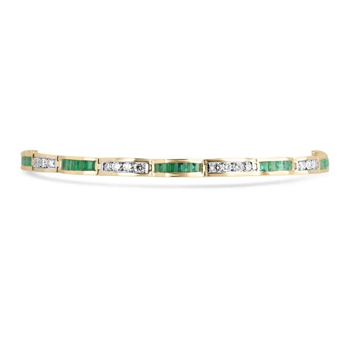 Unknown 3.51tcw 14K Natural Emerald-Emerald Cut & Diamond Unisex Solid Gold Bracelet 3 Unknown 3.51tcw 14K Natural Emerald-Emerald Cut & Diamond Unisex Solid Gold Bracelet