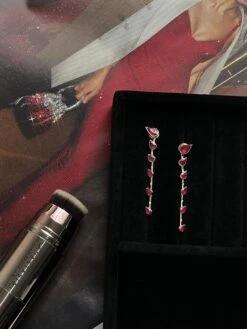 Pear Shaped Ruby Dangle Earrings In 18k Yellow Gold -Mode Bijouterie Magasin image00002 master