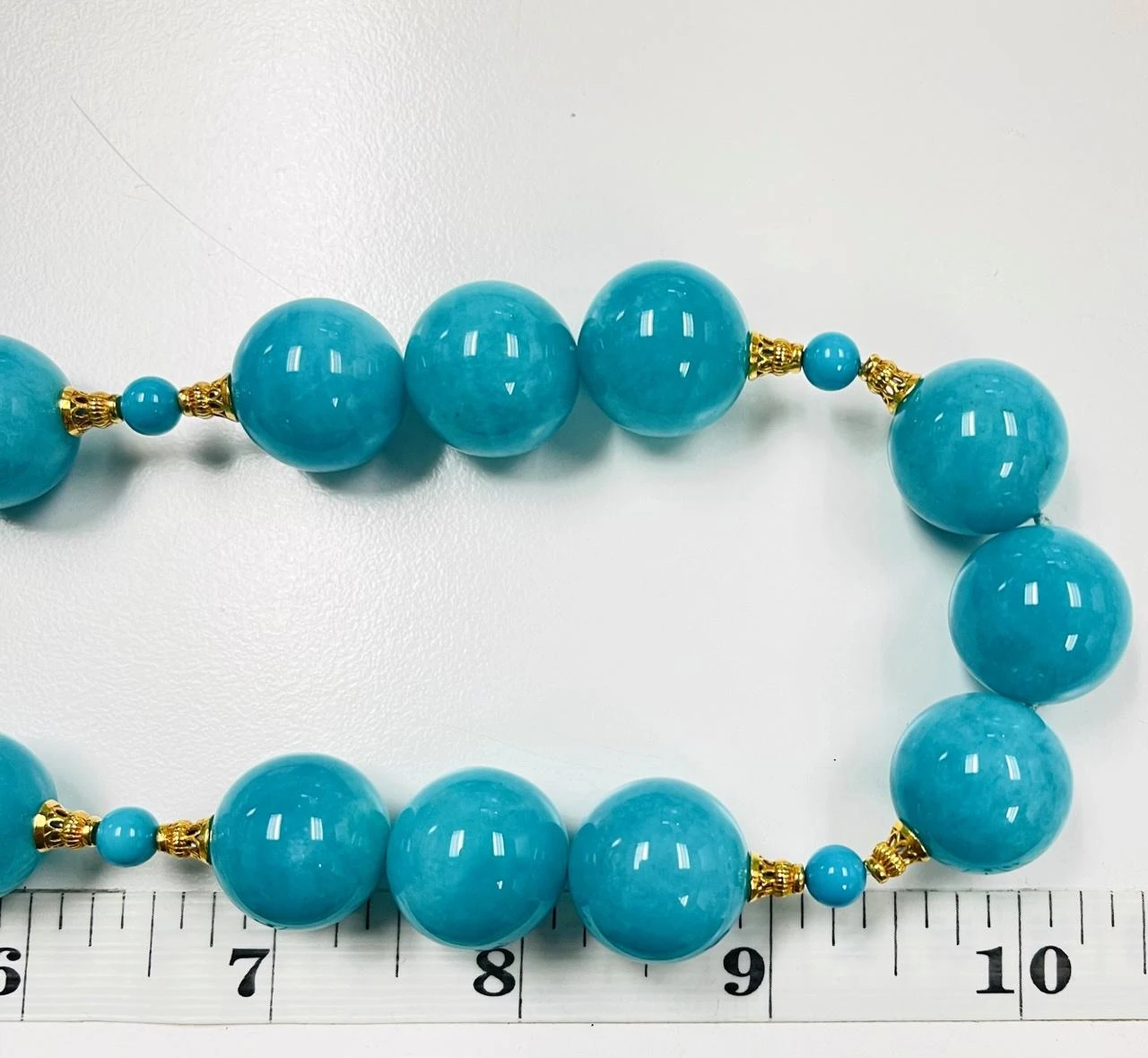 Amazonite And Turquoise Beaded Necklace With Yellow Gold Accents 6 Amazonite And Turquoise Beaded Necklace With Yellow Gold Accents – Image 4