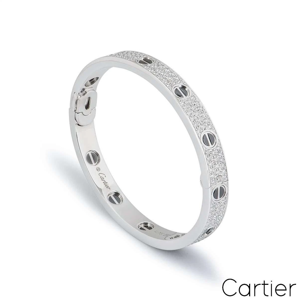 Cartier White Gold Pave Diamond & Ceramic Love Bracelet N6032416 4 Cartier White Gold Pave Diamond & Ceramic Love Bracelet N6032416 – Image 2