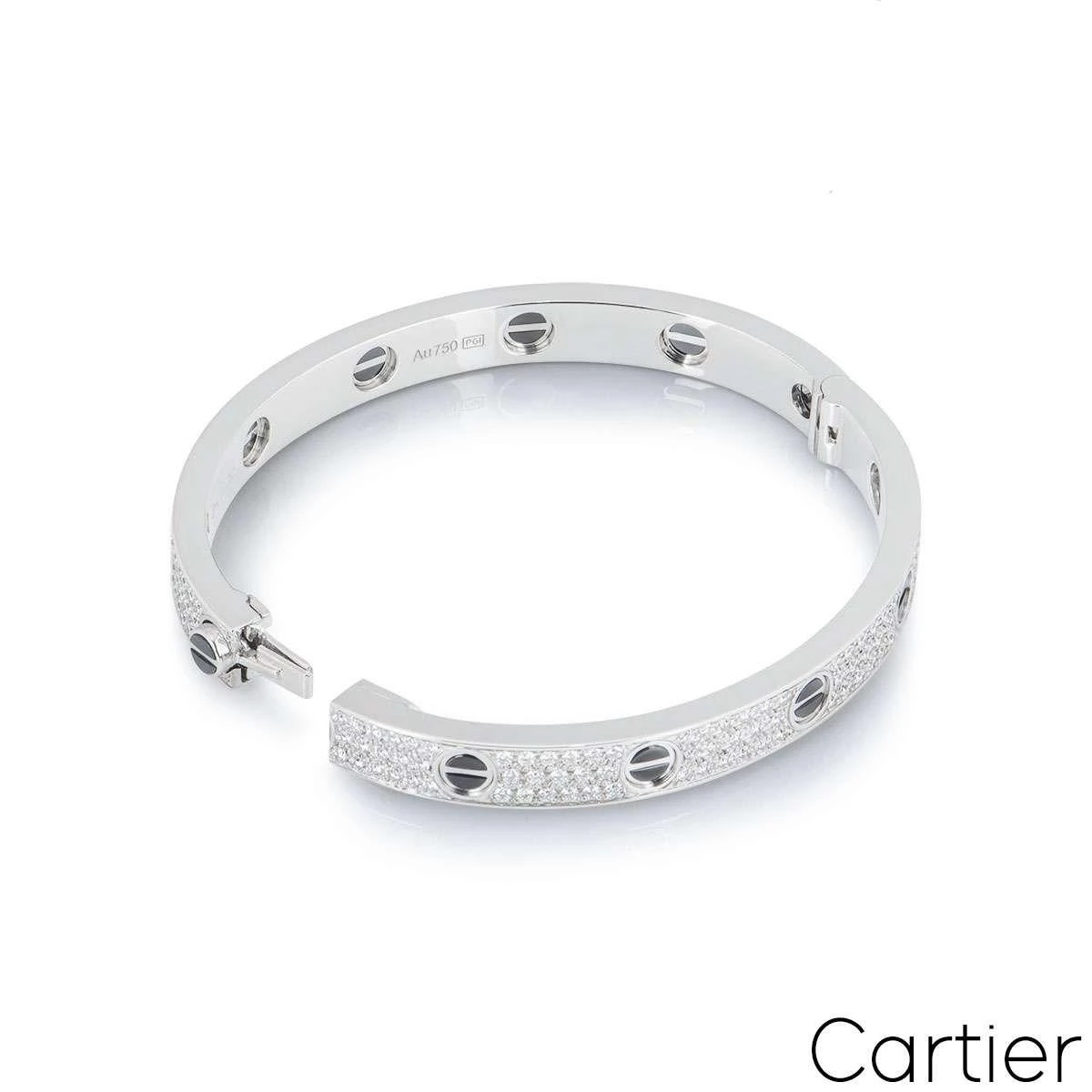 Cartier White Gold Pave Diamond & Ceramic Love Bracelet N6032416 6 Cartier White Gold Pave Diamond & Ceramic Love Bracelet N6032416 – Image 4