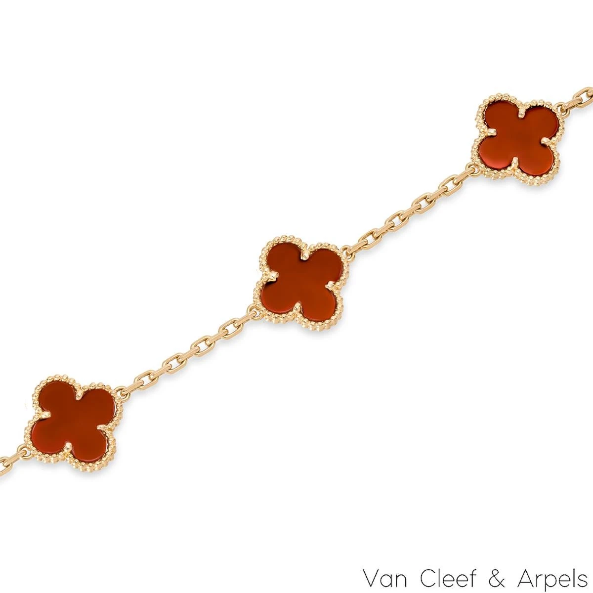 Van Cleef & Arpels Yellow Gold Carnelian Vintage Alhambra Bracelet VCARD35500 5 Van Cleef & Arpels Yellow Gold Carnelian Vintage Alhambra Bracelet VCARD35500 – Image 3