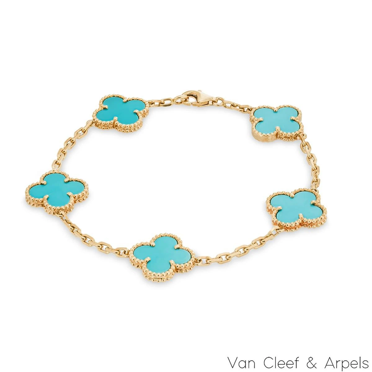 Van Cleef & Arpels Turquoise Vintage Alhambra Bracelet VCARA4200 4 Van Cleef & Arpels Turquoise Vintage Alhambra Bracelet VCARA4200 – Image 2