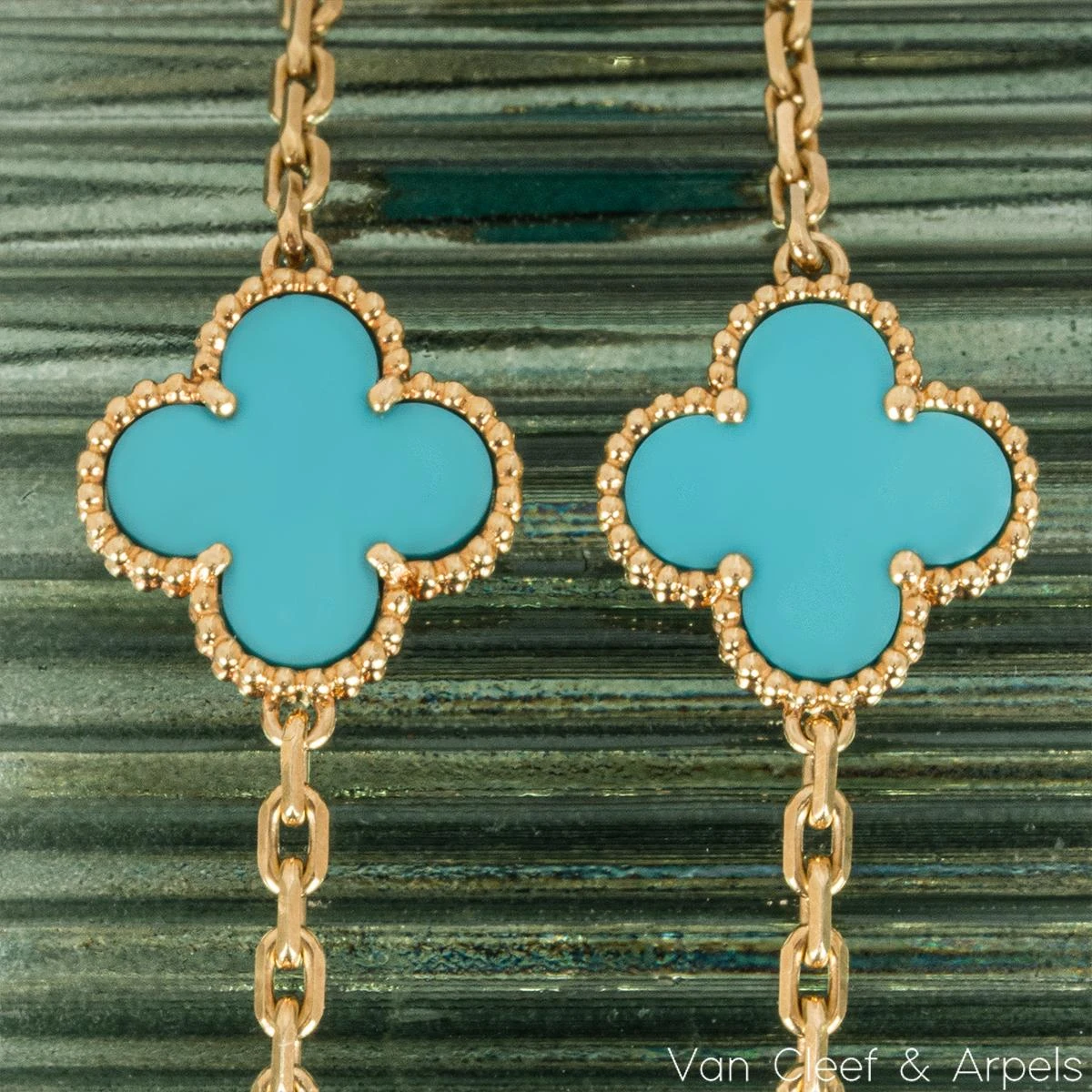 Van Cleef & Arpels Turquoise Vintage Alhambra Bracelet VCARA4200 9 Van Cleef & Arpels Turquoise Vintage Alhambra Bracelet VCARA4200 – Image 7