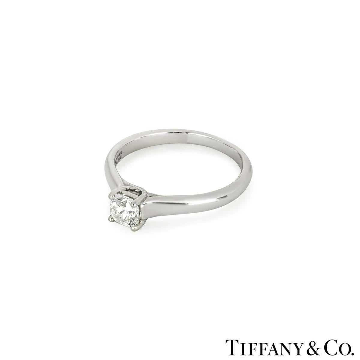 Tiffany & Co. Platinum Lucida Cut Diamond Ring 0.53 Carat H/VVS1 6 Tiffany & Co. Platinum Lucida Cut Diamond Ring 0.53 Carat H/VVS1 – Image 4
