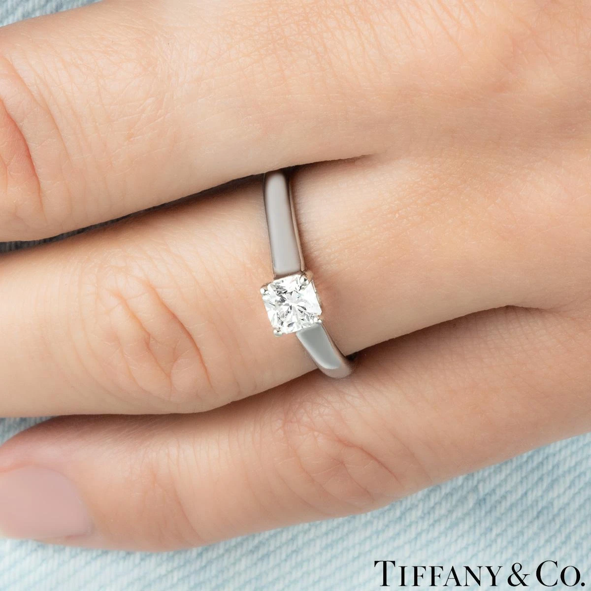 Tiffany & Co. Platinum Lucida Cut Diamond Ring 0.53 Carat H/VVS1 9 Tiffany & Co. Platinum Lucida Cut Diamond Ring 0.53 Carat H/VVS1 – Image 7