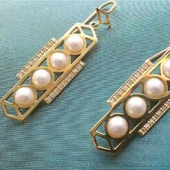 18 Karat Gold And Pearl Geometric Earrings With Diamonds -Mode Bijouterie Magasin imgonline com ua resize Xq8qUE9h0mQ master