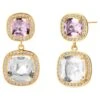 Syna Yellow Gold Rock Crystal And Pink Spinel Earrings With Diamonds