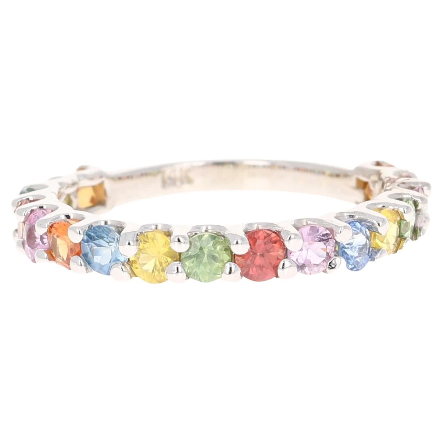 1.68 Carat Multi Color Sapphire White Gold Band 3 1.68 Carat Multi Color Sapphire White Gold Band