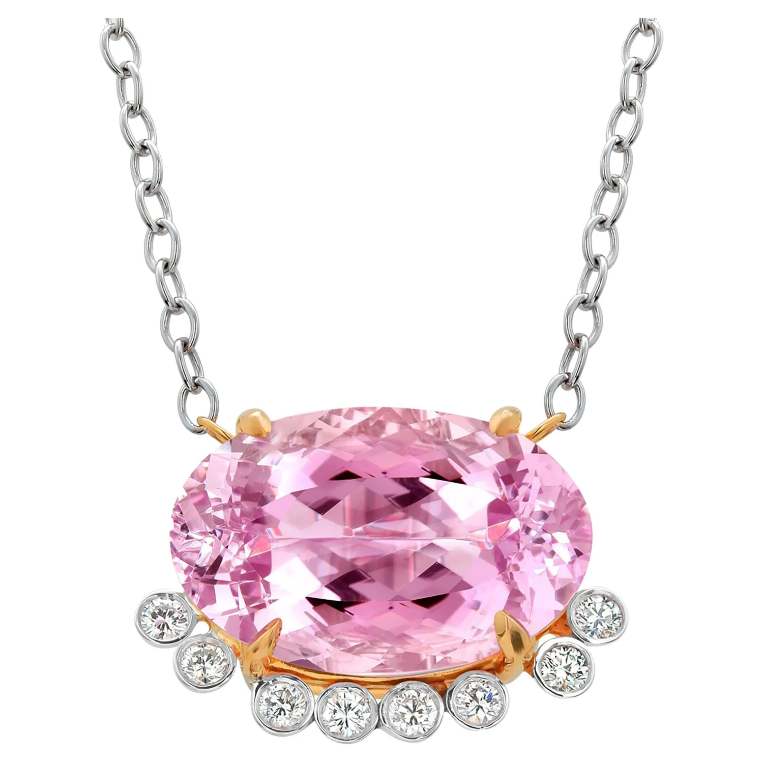 Eighteen Karat Yellow Gold 30.85 Carat Natural Kunzite Diamond Pendant Necklace 5 Eighteen Karat Yellow Gold 30.85 Carat Natural Kunzite Diamond Pendant Necklace – Image 3