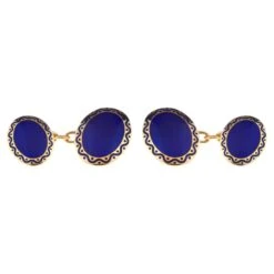 Cufflinks Oval 18kt Gold With Blue Enamel