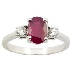 Unknown Ruby With Diamond Ring Set In 18 Karat White Gold Settings