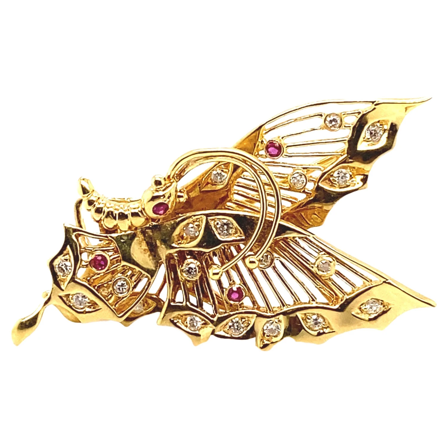 Unknown 0.25 Carat Natural Diamond & Ruby Brooch/Necklace Enhancer Set In 18K Gold 3 Unknown 0.25 Carat Natural Diamond & Ruby Brooch/Necklace Enhancer Set In 18K Gold