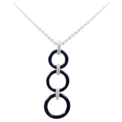 Unknown Onyx With Diamond Necklace Set In 18 Karat White Gold Settings