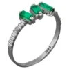 Baguette Emeralds And Diamonds 14k Gold Ring. 3 Gemstone Ring.
