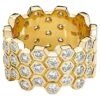 Syna Yellow Gold Honeycomb Band With Diamonds -Mode Bijouterie Magasin j 15086782 1647367769161 bg processed