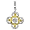 Italian Designer 18 Karat Gold Flower Motif Diamond Pendant