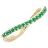 Rosior Emerald "Half Eternity" Shaped Band Ring Set In Yellow Gold