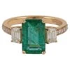 2.85 Carat Zambian Emerald & Diamond Ring Studded In 18k Yellow Gold