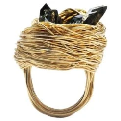 Black Smoke Quartz In 14 Karat Gold F Cocktail Statement Ring By The Artist -Mode Bijouterie Magasin j 15955222 1654162744629 bg processed