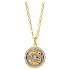 Syna Yellow Gold And Oxidized Silver Koi Fish Pendant With Diamonds