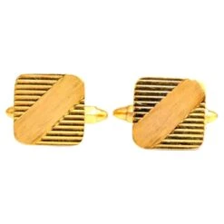 Unknown 14kt Stripe And Staggered Retro Cufflinks