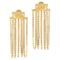 Silver Gold Plated Earrings Box Chain Short Handmade Greek Jewelry