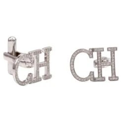 Round Diamond 18 K White Gold Customized Cufflinks