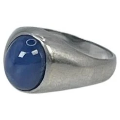 Unknown Solitaire Star Sapphire Ring 14Kt White Gold Unisex