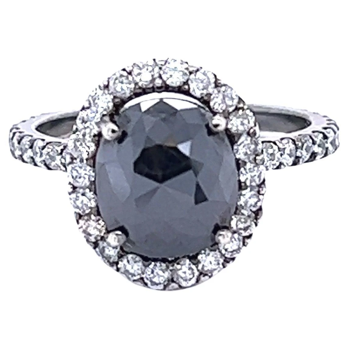 3.23 Carat Black Diamond White Diamond White Gold Engagement Ring 3 3.23 Carat Black Diamond White Diamond White Gold Engagement Ring