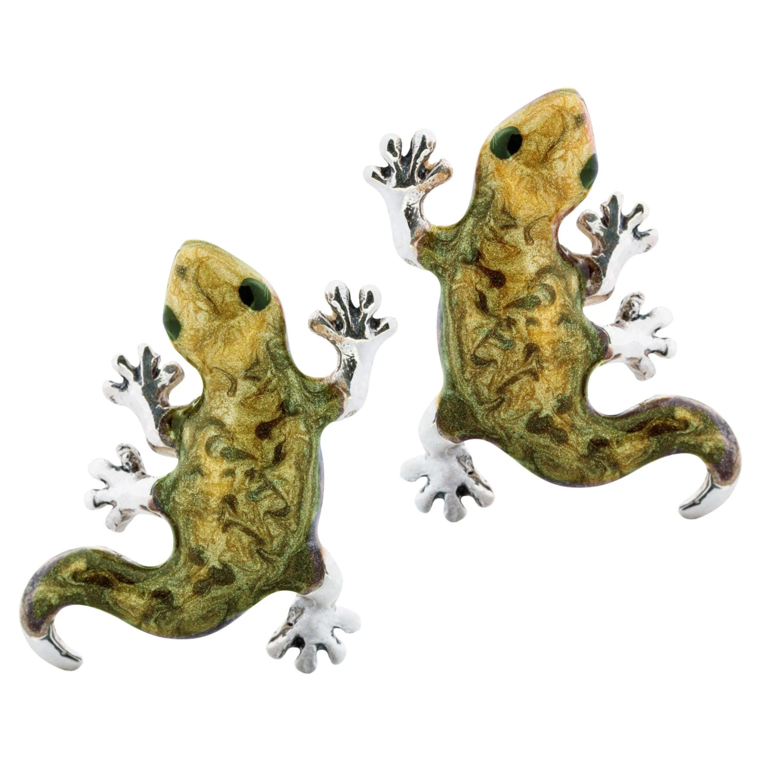 Alex Jona Sterling Silver Gecko Enamel Cufflinks 3 Alex Jona Sterling Silver Gecko Enamel Cufflinks