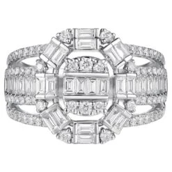 Taper Baguette Cluster Ring In 18 Karat White Gold