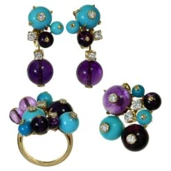 Cartier Les Delices De Goa Diamond Rose Gold Ring Earrings Pendant Set