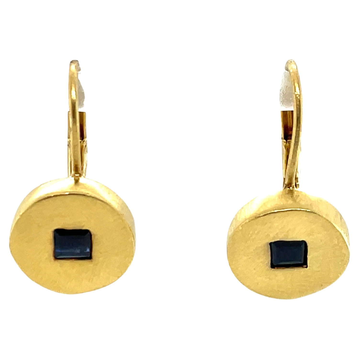 Robin Rotenier 18 Karat Satin Yellow Gold Drop Earrings W Sapphire 3 Robin Rotenier 18 Karat Satin Yellow Gold Drop Earrings W Sapphire