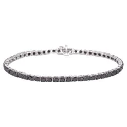 Unknown White Gold Tennis Bracelet Set With Black Diamonds