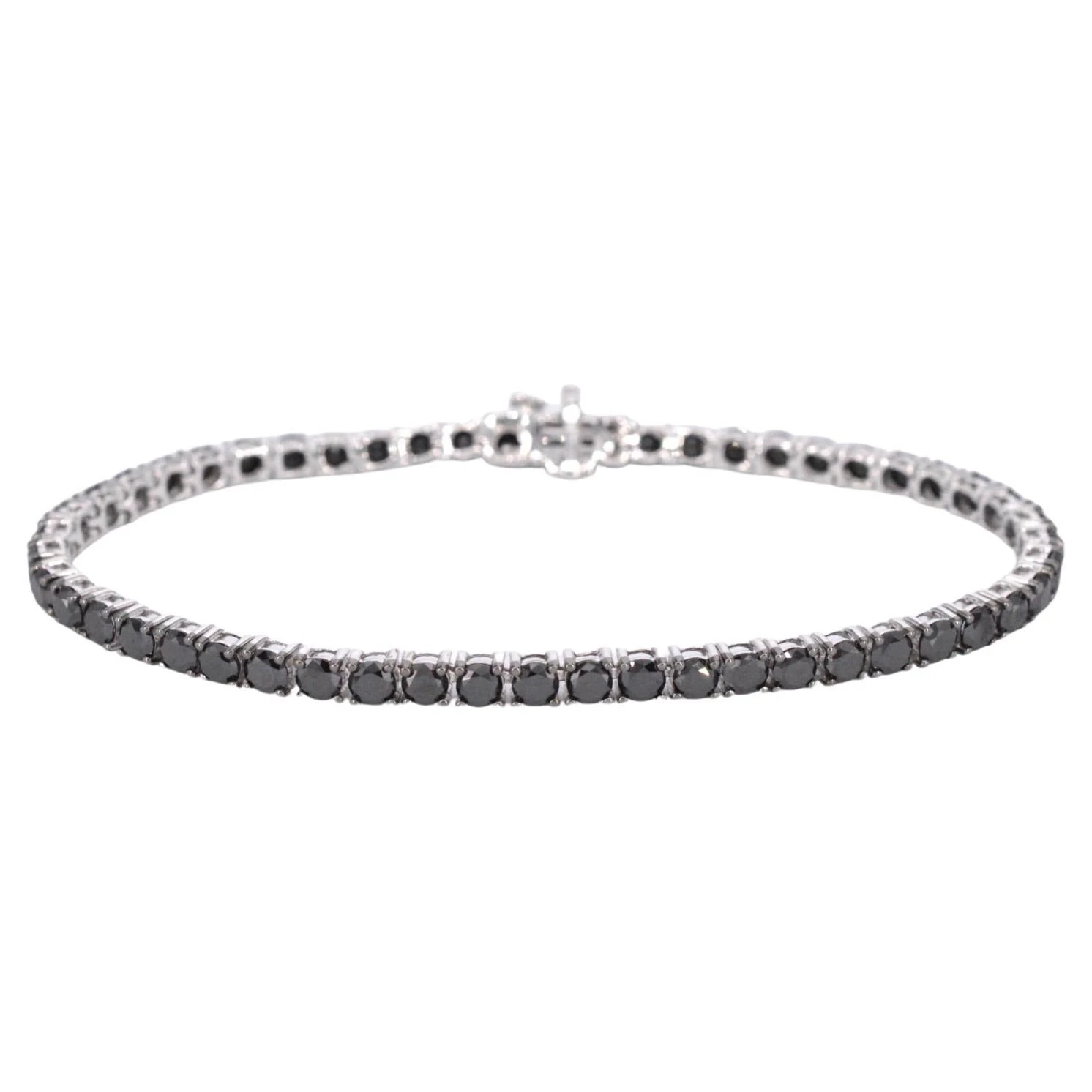 Unknown White Gold Tennis Bracelet Set With Black Diamonds 3 Unknown White Gold Tennis Bracelet Set With Black Diamonds