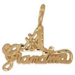 #1 Grandma Pendant Charm, The Greatest 'Gran', Recycled 14 Karat Gold, LV