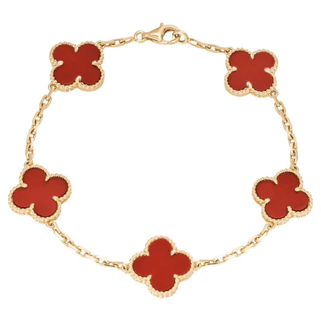 Van Cleef & Arpels Yellow Gold Carnelian Vintage Alhambra Bracelet VCARD35500 3 Van Cleef & Arpels Yellow Gold Carnelian Vintage Alhambra Bracelet VCARD35500