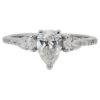 18k White Gold 3 Stone Pave Teardrop Ring With 1.31ct Natural Diamonds GIA Cert