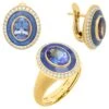 Tanzanite Diamonds 18 Karat Yellow Gold Tweed Suite